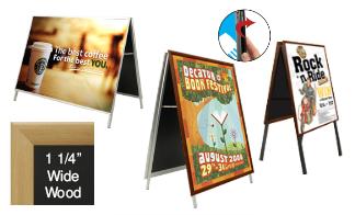 A-Frame Poster Sign Holders (1 1/4 Wide Wood Snap Frame)