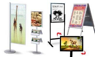 Adjustable Pole Sign Stands (Double Sided) - with Clamps Poster Displa –  FloorStands