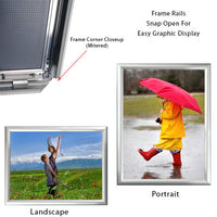 11 x 17 Snap Frame with Mitered Corners Wall Mounts in Portrait or Landscape Position