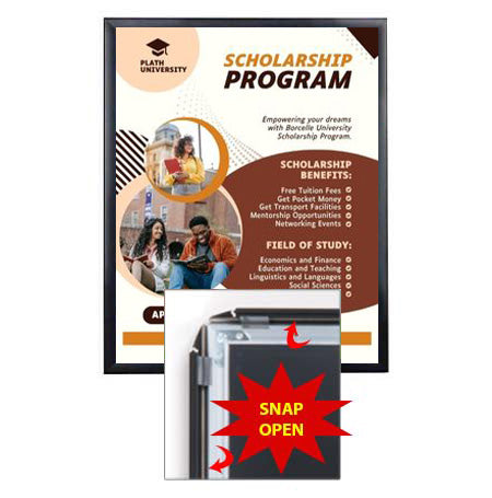 24x48 SwingSnap Poster Snap Frame with 1 1/4"-Wide Mitered Aluminum Snap Open Frame Profile