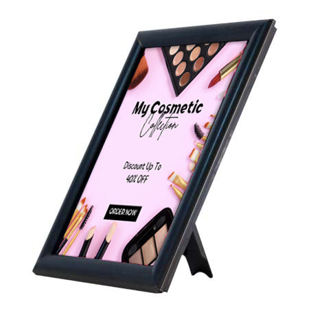 AD Promo Frame 8.5x11 Countertop Sign Frame | Black Snap Frame with Built-in Easel or Wall Mount