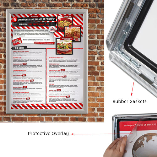 Weatherproof Lockable Silver 22x28 Snap Frame Poster Sign Holder ...