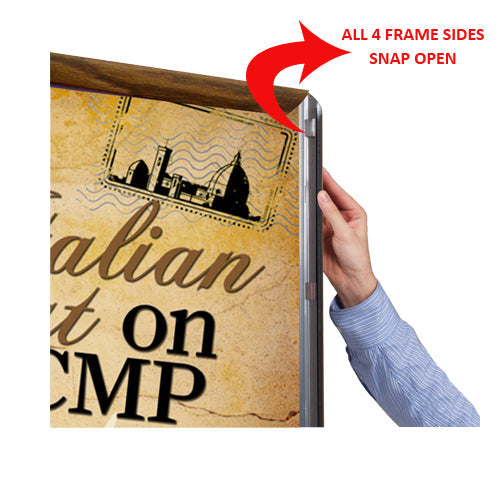 SNAP OPEN all 4 WOOD FRAME SIDES for EASY 16x24 GRAPHIC CHANGES