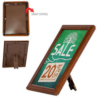 5x7 snap open Wood frame, display portrait or landscape with ease | Table Top with Easel Back or Wall Mount