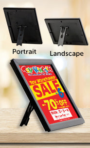 Ad Promo Frame 8.5"x11" | Snap Open Black Sign Frame for Table Top, Shelf, Wall Mount