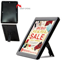 8x10 snap open Black frame, display portrait or landscape with ease | Table Top with Easel Back or Wall Mount