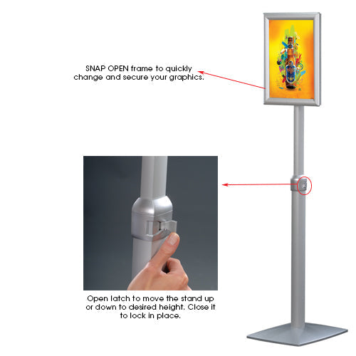 Adjustable 11x17 Pedestal Sign Holder  Pole Telescopes from 26 - 50 –  FloorStands