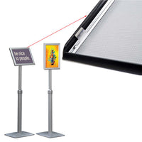SNAP-OPEN 17x11 sign frame floor stand allows for easy change of your graphics