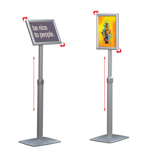 Adjustable 14x22 Pedestal Sign Holder with Square Base | Metal Slide-In  Frame Design