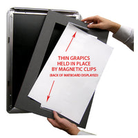 MAGNETIC CLAMPS ON BACK of 1" MATBOARD HOLD 11" x 14" POSTERS IN SNAP FRAME