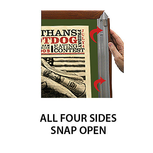 ALL 4 WOOD FRAME RAILS SNAP OPEN FOR EASY CHANGE of POSTERS 11 x 17