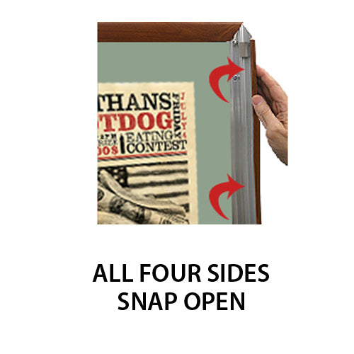 ALL 4 WOOD FRAME RAILS SNAP OPEN FOR EASY CHANGE of POSTERS 14 x 22