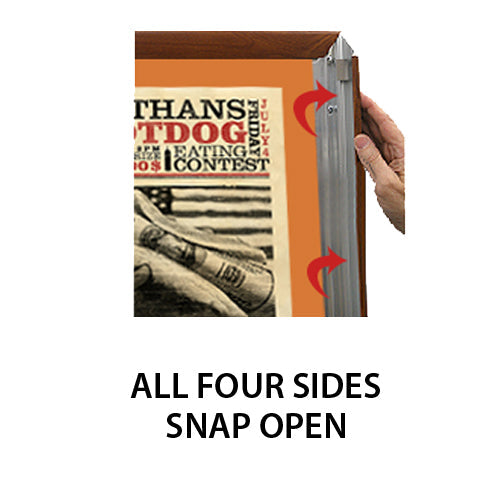 ALL 4 WOOD FRAME RAILS SNAP OPEN FOR EASY CHANGE of POSTERS 17 x 23