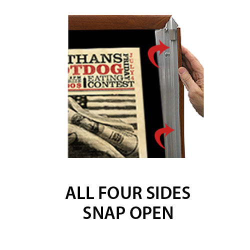 ALL 4 WOOD FRAME RAILS SNAP OPEN FOR EASY CHANGE of POSTERS 24 x 24