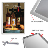 Euro Style Security Snap Frame, Fast Change 8.5x11 Snap Frame 1" Wide in a Silver Finish comes with LEVER TOOL.