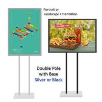 Double Pole Floor Stand 12x24 Sign Holder | Snap Frame 1 1/4" Wide