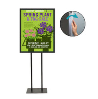 Double Pole Floor Stand 16x16 Sign Holder | Snap Frame 1 1/4" Wide