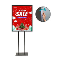 Double Pole Floor Stand 8.5x11 Sign Holder | Snap Frame 1 1/4" Wide