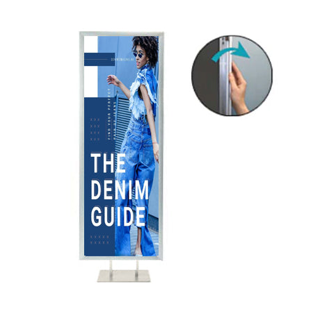 Double Pole Floor Stand 27x39 Sign Holder | Snap Frame 1 1/4" Wide