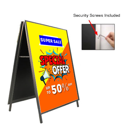 A-Frame 24x30 Sign Holder | with SECURITY SCREWS on Snap Frame 1 1/4" Wide