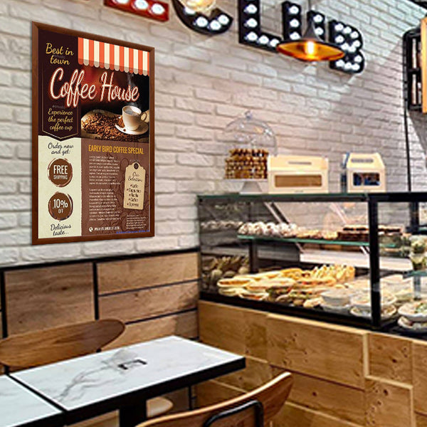 28x44 Wood Poster Snap Frame | SwingSnap 1 1/4" Wide Frame Profile in Three Faux Wood Finishes