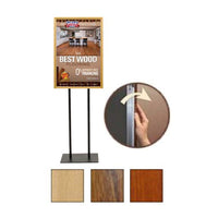 Double Pole Floor Stand 12x24 Sign Holder | Wood Snap Frame 1 1/4" Wide