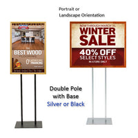 Double Pole Floor Stand 18x18 Sign Holder | Wood Snap Frame 1 1/4" Wide