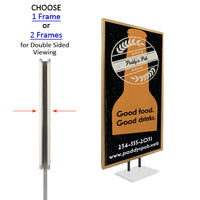 Double Pole Floor Stand 48x48 Sign Holder | Wood Snap Frame 1 1/4" Wide