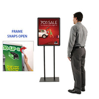 Double Pole Floor Stand 12x20 Sign Holder | Snap Frame (with Radius Corners)