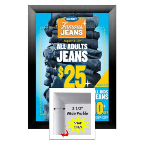 SwingSnap Snap Open Poster Frame 18x24 with Bold 2 1/2" Wide Edge Aluminum Profile