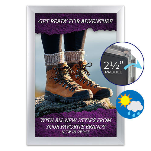 SwingSnap Weather Resistant Front Loading Poster Snap Frames Bold 2 1/2" Wide Profile in 30+ Standard and Custom Sizes