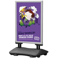 The Street Master Rolling Fillable Base Pavement Sign in Silver Finish with Grey Fillable Water/Sand Base