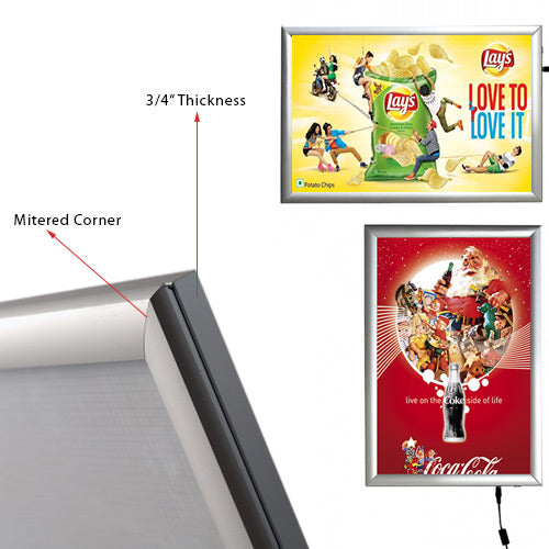Illuminated Slim LED 30x40 Light Box Snap Open Frame Silver Finish ...