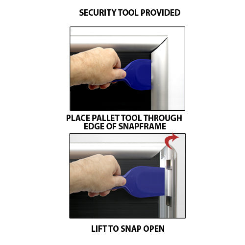 SwingSnaps Front Loading Poster Snap Frames (1 3/4" Security-Style) - Tool in Action