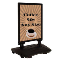 STREET-MASTER Rolling Wind Pavement Sign Stand with Fillable Water Base (for 24” x 36” Posters)