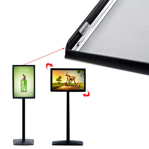 Illuminated LED Floor Stand Display with Rotating & Tilting Sign Frame | for 11x17 Menus, Posters, Graphics