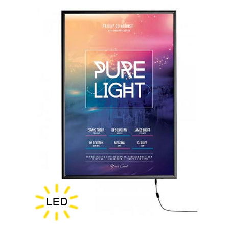 Illuminated Slim LED 24x36 Light Box Snap Open Frame Black Finish ...