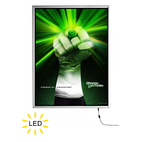 Slim LED 30x40 Light Box | Snap Open Frame | Silver Finish