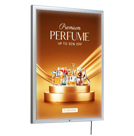 Outdoor 24x36 LED Light Box, Weatherproof Poster Snap Frame Locking with Silver Finish