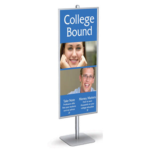 Tall POSTO-STAND™ Single Pole 22x56 Snap Frame | Single-Sided Poster Sign Holder Floor Stand