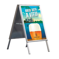 SILVER A-BOARD SIDEWALK SIGN HOLDER HOLDS POSTERS 22" x 28"