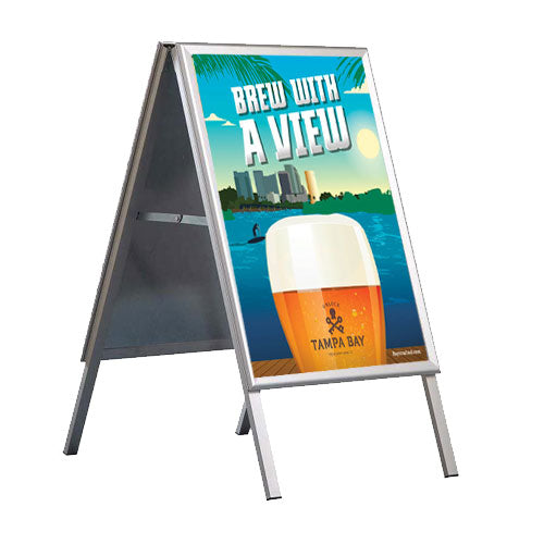 SILVER A-BOARD SIDEWALK SIGN HOLDER HOLDS POSTERS 22" x 28"