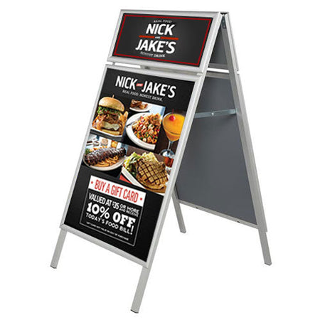 STREET-MASTER A-Board 24x36 Outdoor Sidewalk Plastic Sign Board A-Frame,  Two White Panels