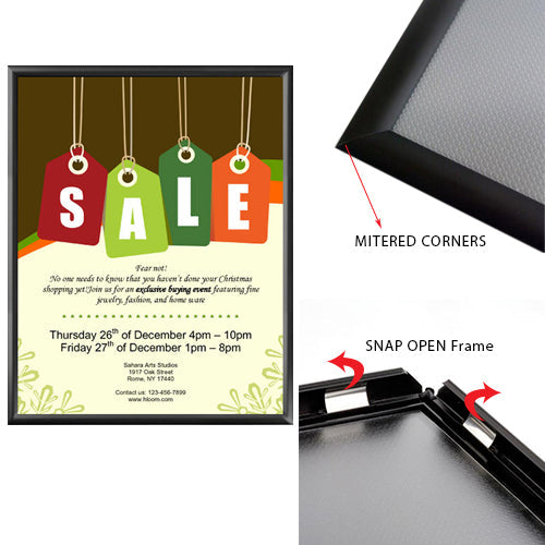 2-Sided Window Display Black 22x28 Snap Frame 1
