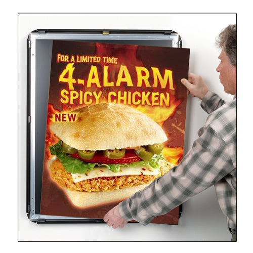 SNAP OPEN ALL 4 WOOD FRAME SIDES TO EASILY CHANGE POSTERS 12" x 24"