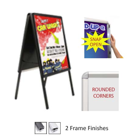A-Frame 20x20 Sign Holder | Snap Frame 1 1/4" Wide (with Radius Corners)