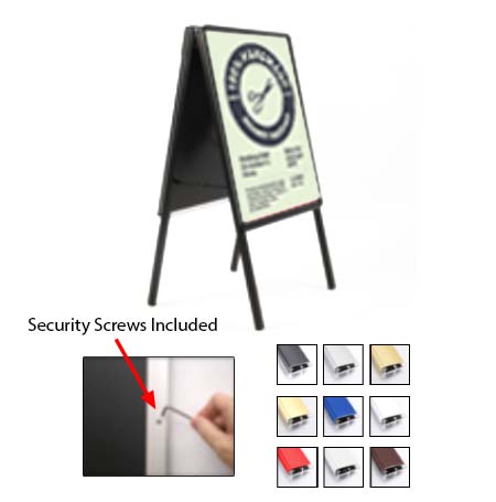 A-Frame 24x30 Sign Holder | with SECURITY SCREWS on Snap Frame 1 1/4" Wide