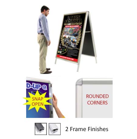 A-Frame 36x48 Sign Holder | Large Snap Frame 1 1/4" Wide with Radius Corners